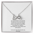 To My Sister Necklace - Everlasting Love Pendant with Message Card, Funny Christmas Gift for Sister