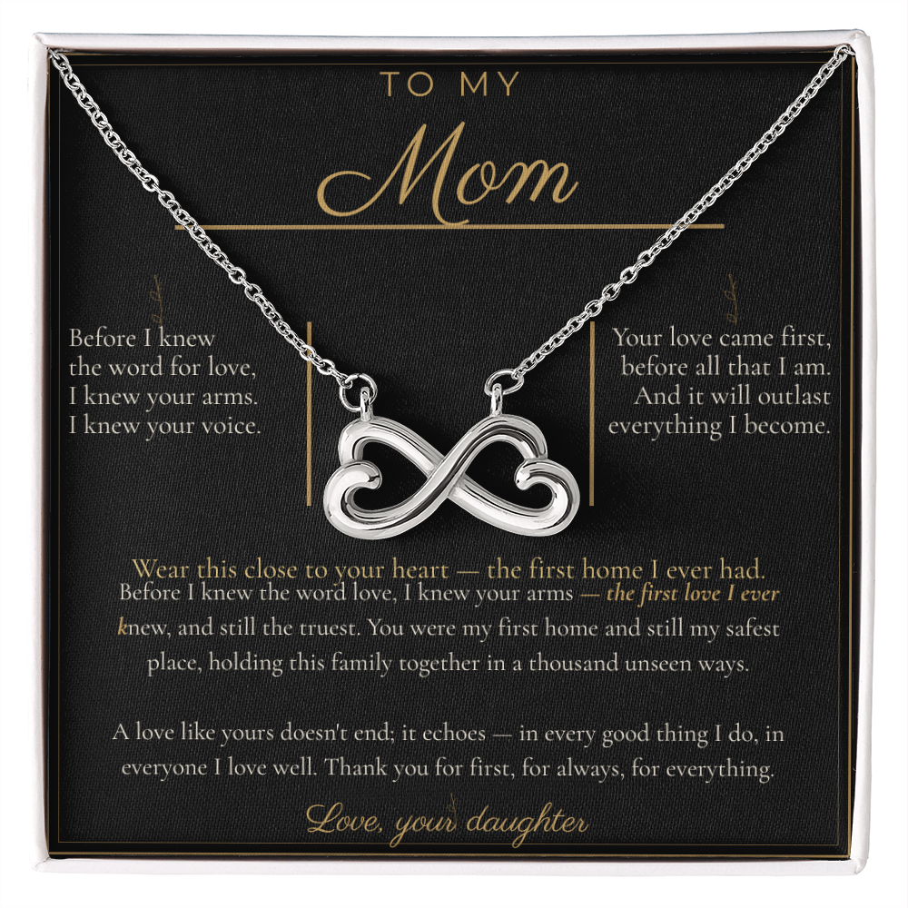 To My Mom Necklace - Everlasting Love Pendant with Message Card, Christmas Gift for Mom from Daughter