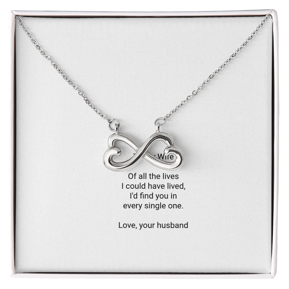 To My Wife Necklace - Everlasting Love Pendant with Message Card, Romantic Christmas Gift for Wife