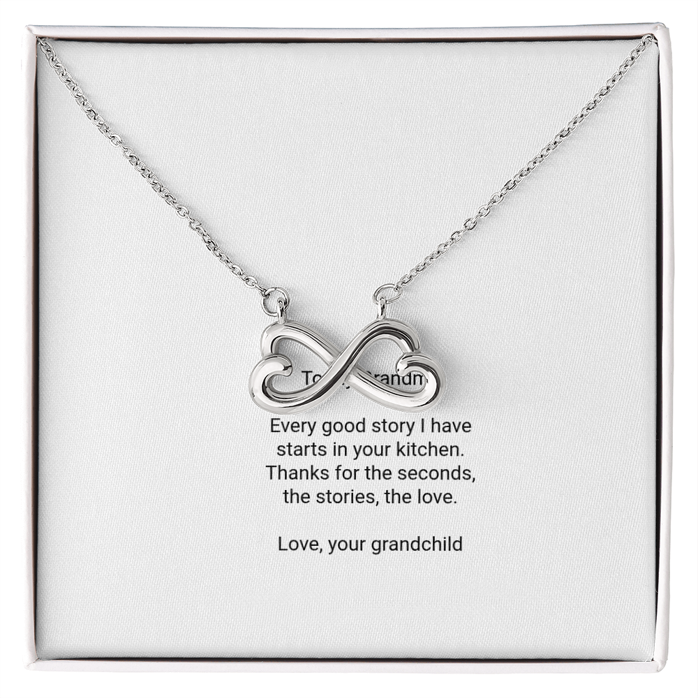 To My Grandma Necklace - Everlasting Love Pendant with Message Card, Funny Christmas Gift for Grandma from Grandkids