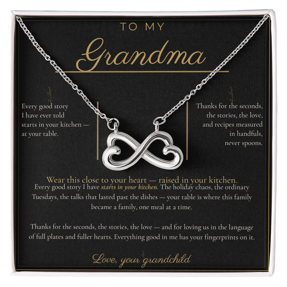 To My Grandma Necklace - Everlasting Love Pendant with Message Card, Funny Christmas Gift for Grandma from Grandkids