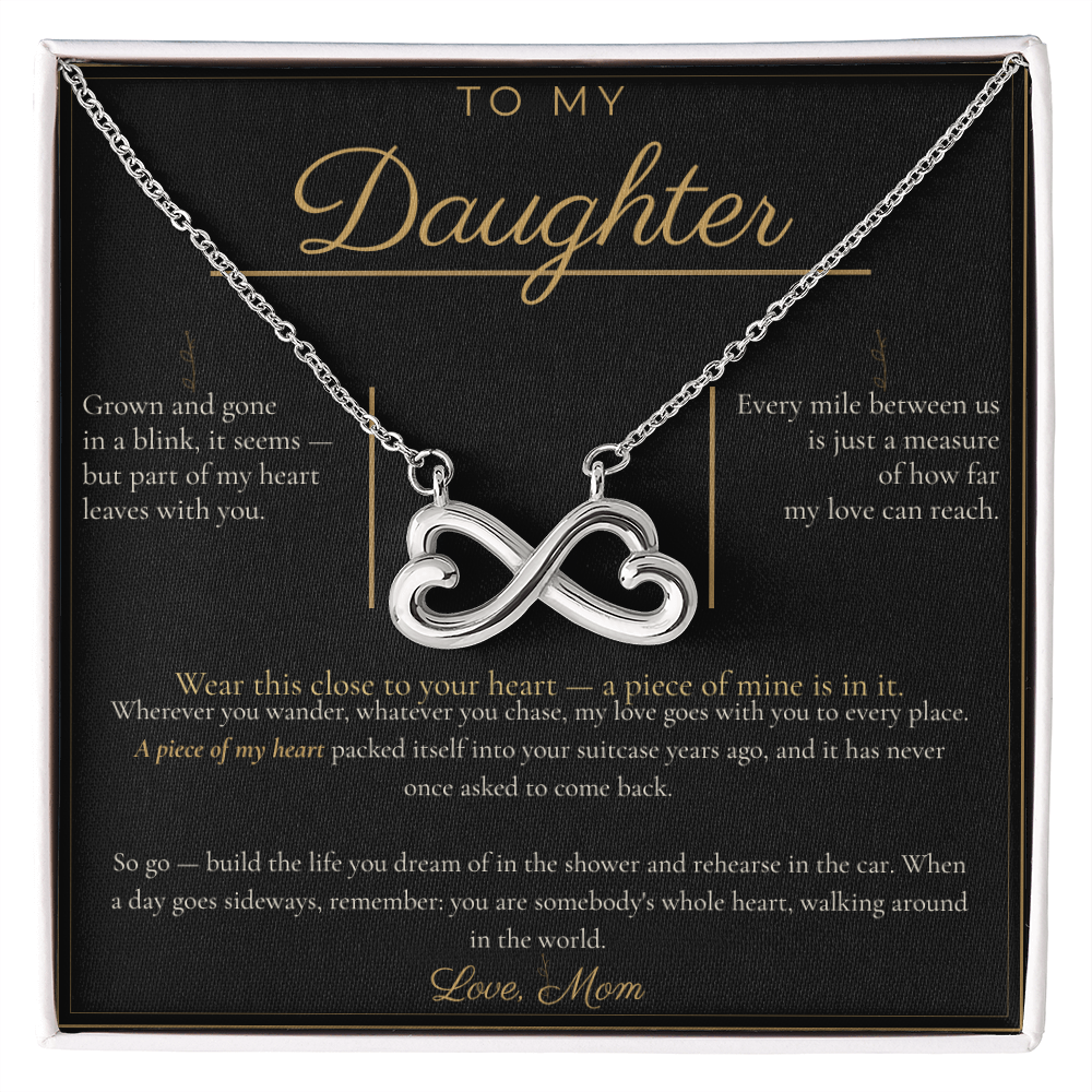 To My Daughter Necklace - Everlasting Love Pendant with Message Card, Christmas Gift for Daughter from Mom