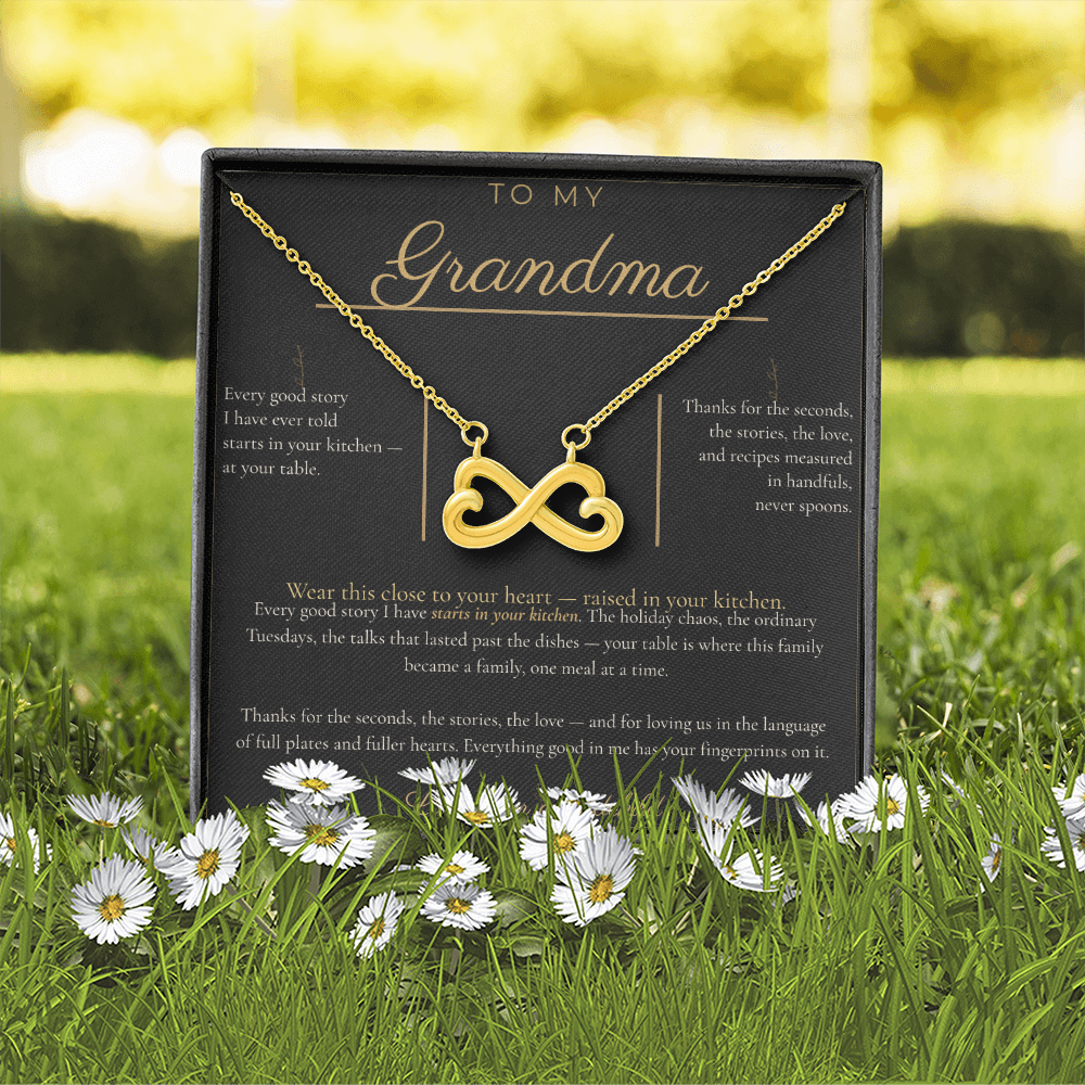 To My Grandma Necklace - Everlasting Love Pendant with Message Card, Funny Christmas Gift for Grandma from Grandkids