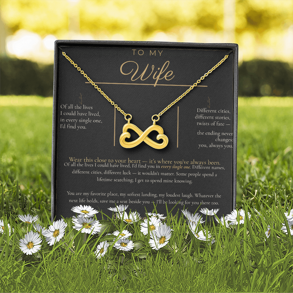 To My Wife Necklace - Everlasting Love Pendant with Message Card, Romantic Christmas Gift for Wife