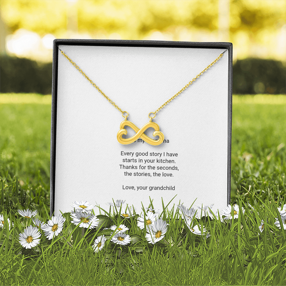 To My Grandma Necklace - Everlasting Love Pendant with Message Card, Funny Christmas Gift for Grandma from Grandkids