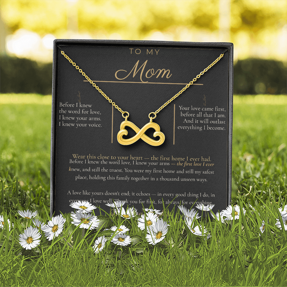 To My Mom Necklace - Everlasting Love Pendant with Message Card, Christmas Gift for Mom from Daughter