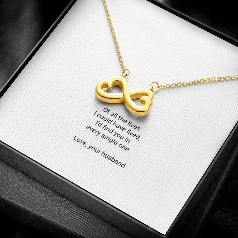 To My Wife Necklace - Everlasting Love Pendant with Message Card, Romantic Christmas Gift for Wife
