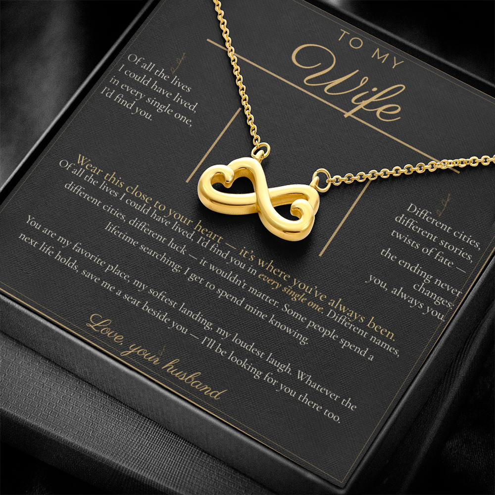 To My Wife Necklace - Everlasting Love Pendant with Message Card, Romantic Christmas Gift for Wife