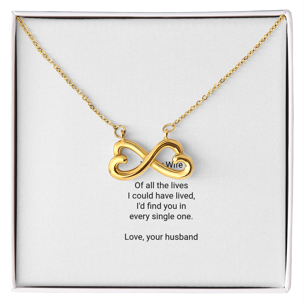 To My Wife Necklace - Everlasting Love Pendant with Message Card, Romantic Christmas Gift for Wife