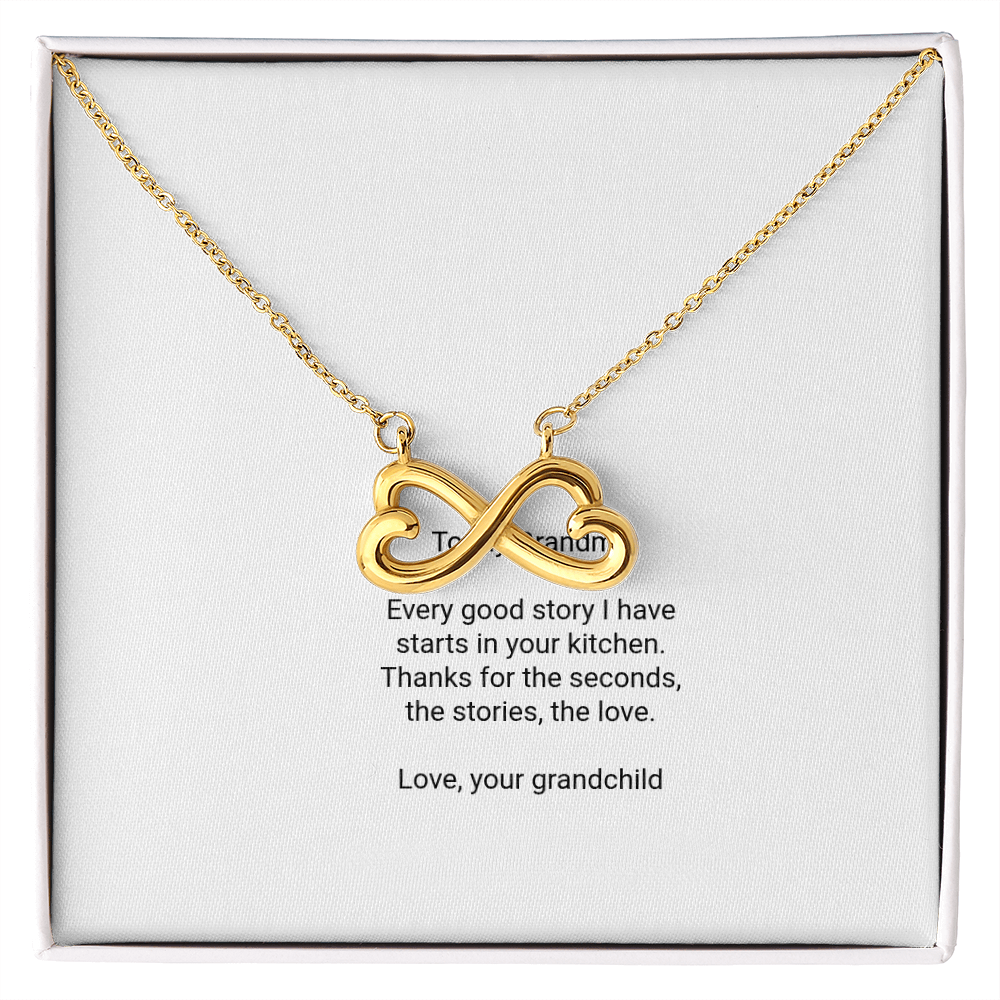 To My Grandma Necklace - Everlasting Love Pendant with Message Card, Funny Christmas Gift for Grandma from Grandkids