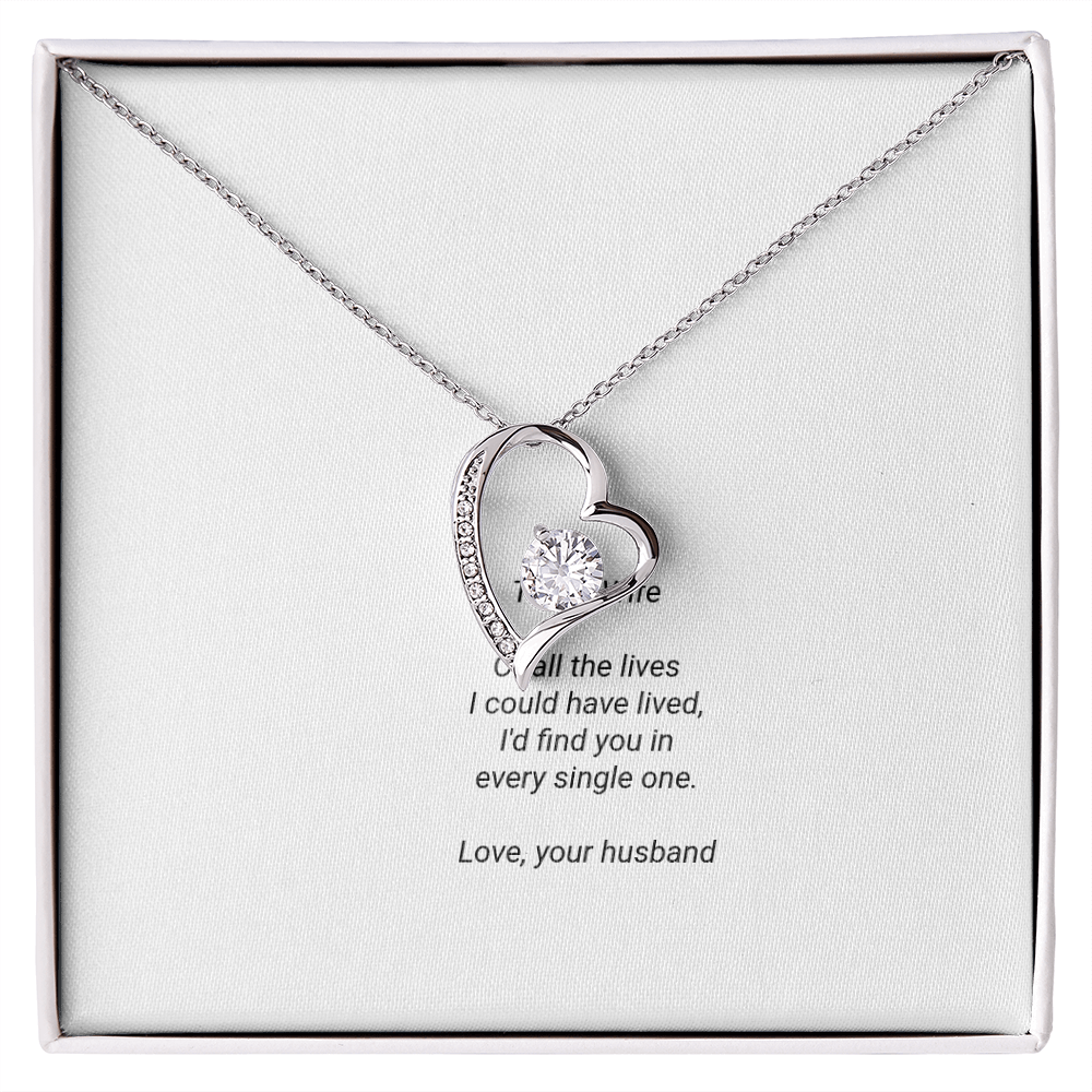 To My Wife Necklace - Forever Love Pendant with Message Card, Romantic Christmas Gift for Wife
