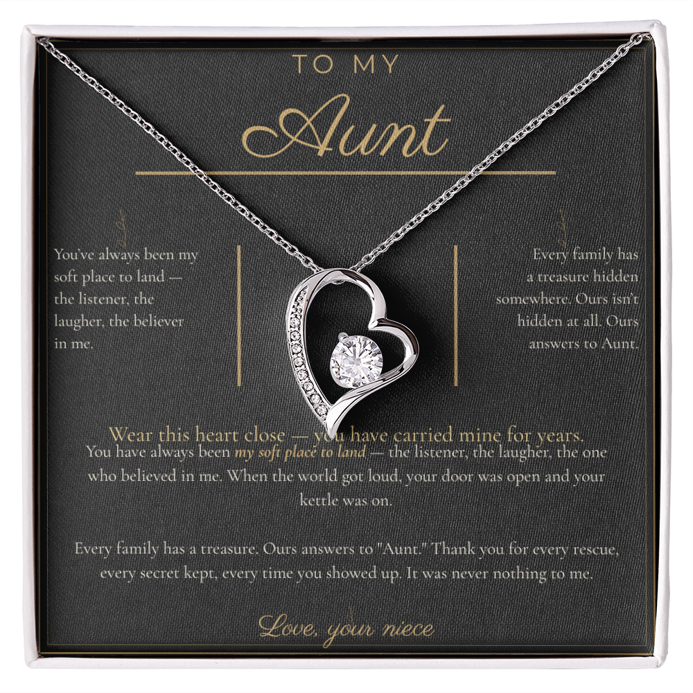 To My Aunt Necklace - Forever Love Pendant with Message Card, Christmas Gift for Aunt from Niece