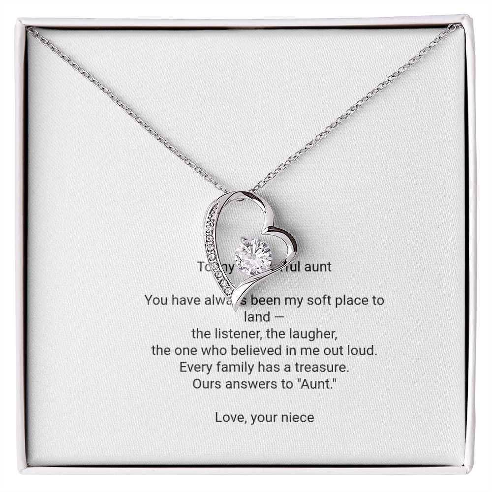 To My Aunt Necklace - Forever Love Pendant with Message Card, Christmas Gift for Aunt from Niece