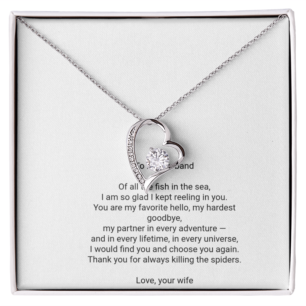 To My Husband Necklace - Forever Love Pendant with Message Card, Romantic Christmas Gift for Husband from Wife