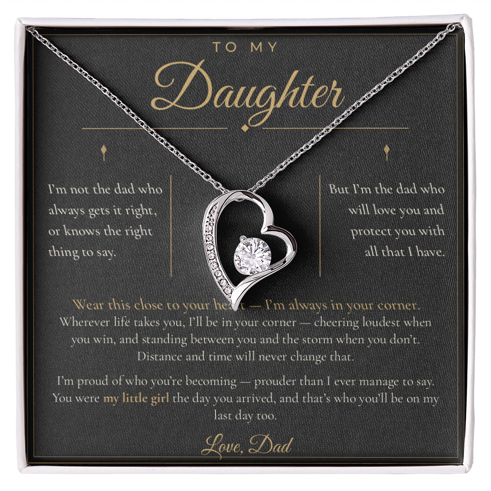 To My Daughter Necklace - Forever Love Pendant with Message Card, Christmas Gift for Daughter from Dad
