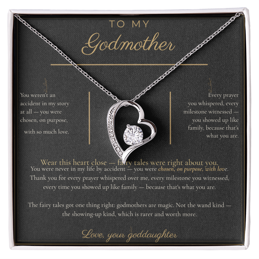 To My Godmother Necklace - Forever Love Pendant with Message Card, Christmas Gift for Godmother