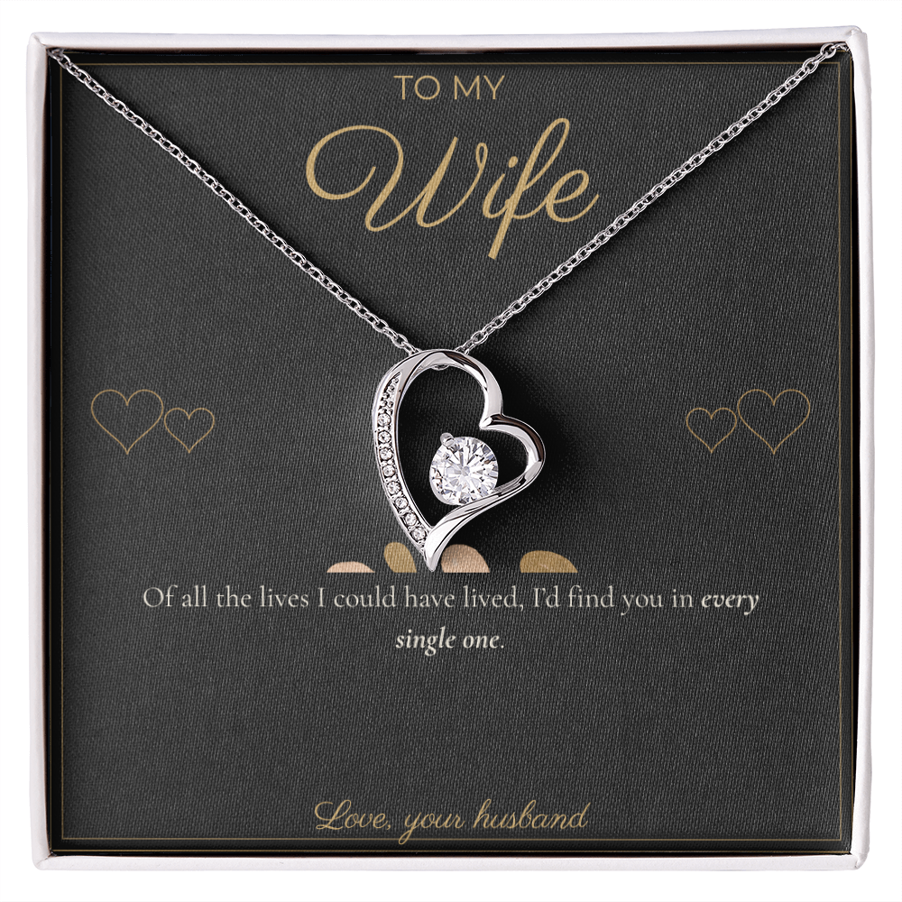 To My Wife Necklace - Forever Love Pendant with Message Card, Romantic Christmas Gift for Wife