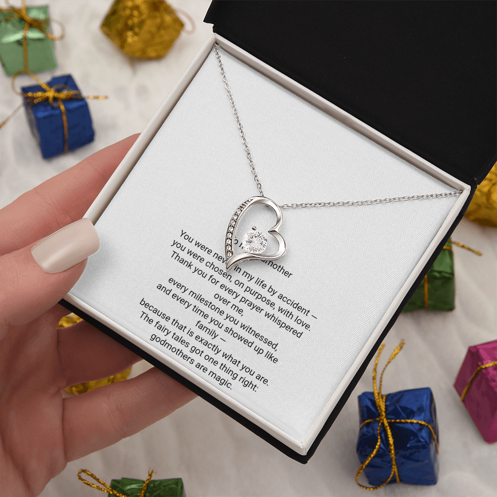 To My Godmother Necklace - Forever Love Pendant with Message Card, Christmas Gift for Godmother
