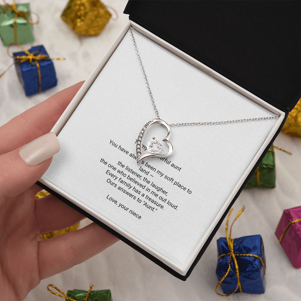 To My Aunt Necklace - Forever Love Pendant with Message Card, Christmas Gift for Aunt from Niece