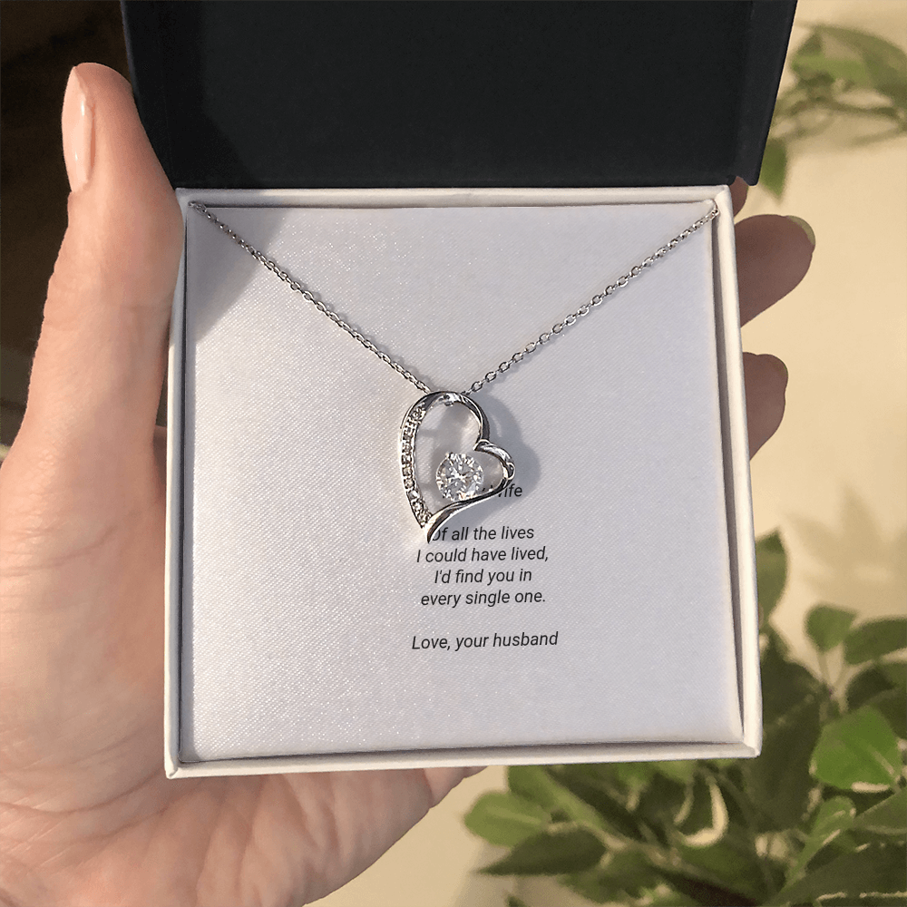 To My Wife Necklace - Forever Love Pendant with Message Card, Romantic Christmas Gift for Wife