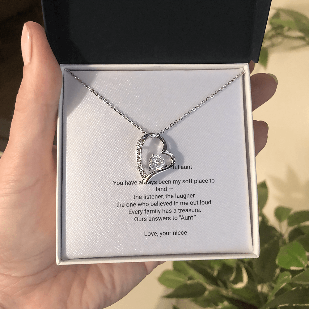 To My Aunt Necklace - Forever Love Pendant with Message Card, Christmas Gift for Aunt from Niece