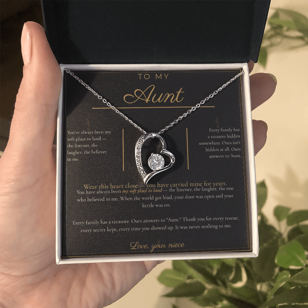 To My Aunt Necklace - Forever Love Pendant with Message Card, Christmas Gift for Aunt from Niece