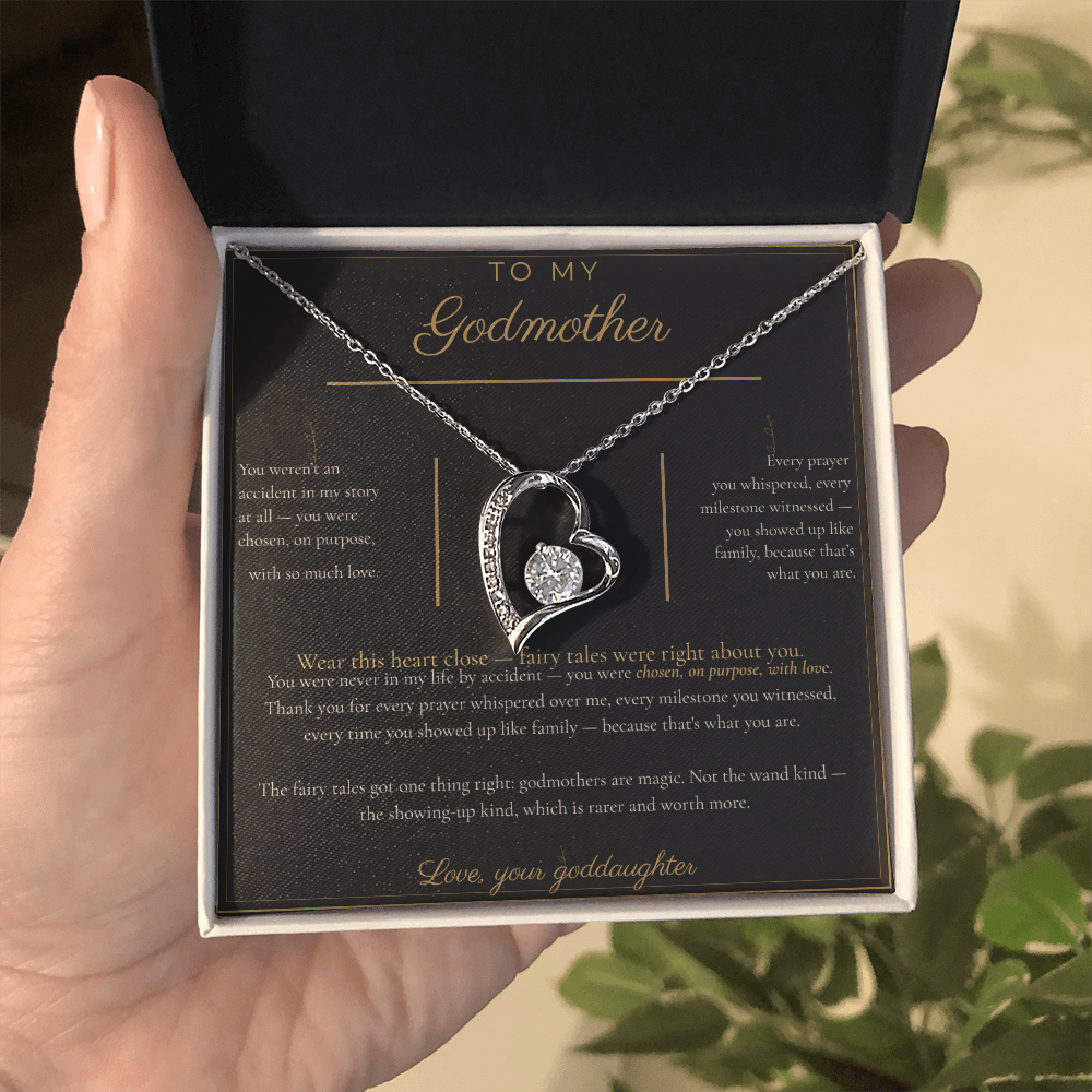 To My Godmother Necklace - Forever Love Pendant with Message Card, Christmas Gift for Godmother