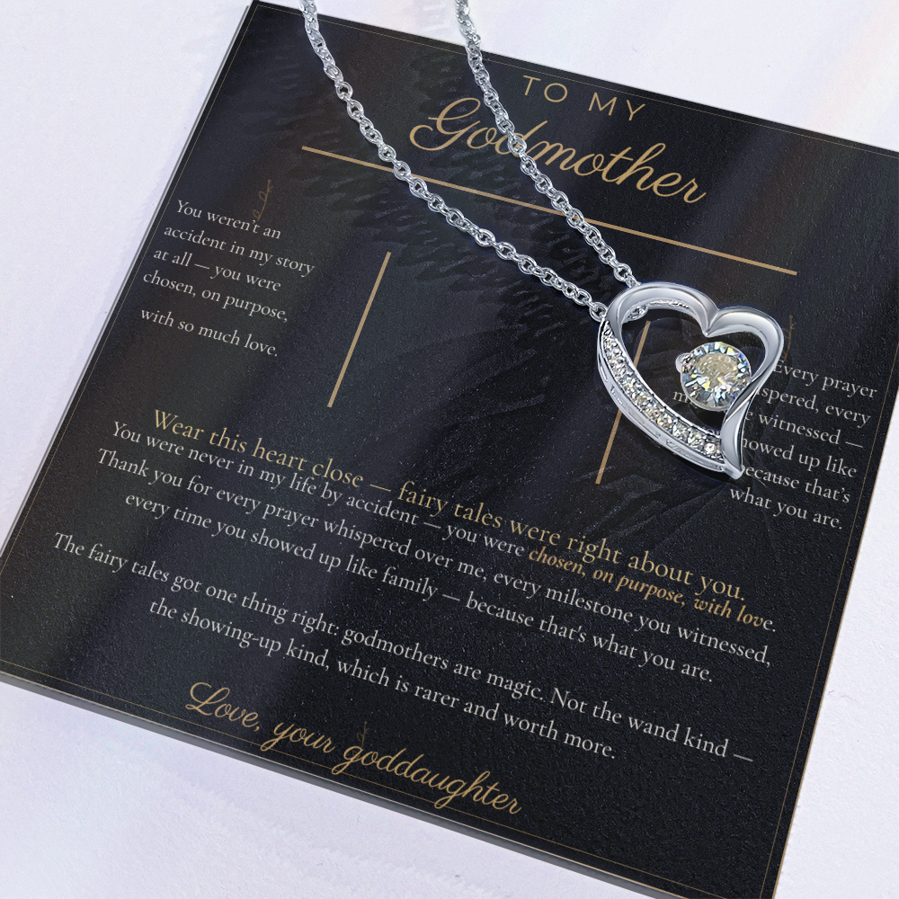 To My Godmother Necklace - Forever Love Pendant with Message Card, Christmas Gift for Godmother