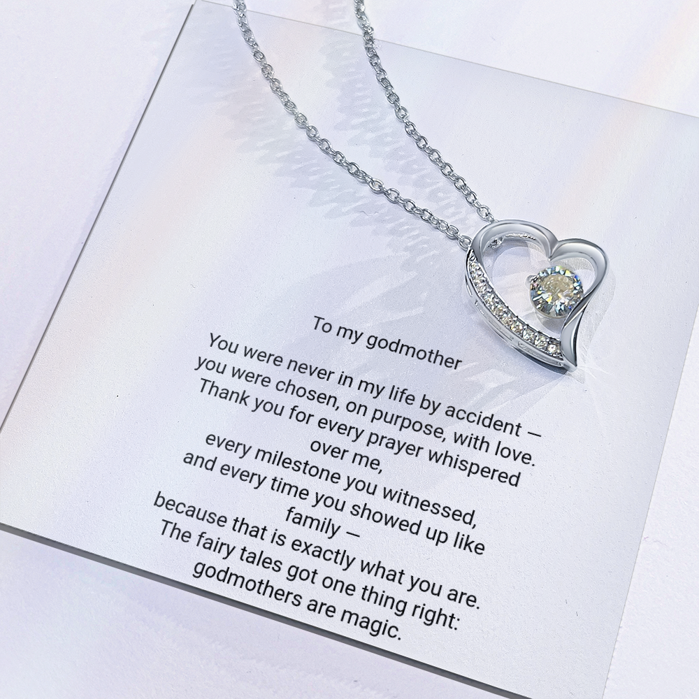 To My Godmother Necklace - Forever Love Pendant with Message Card, Christmas Gift for Godmother