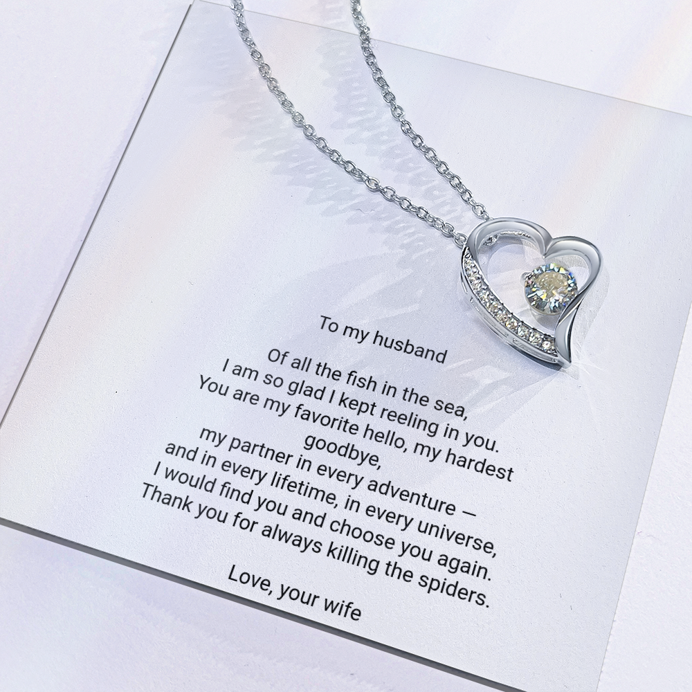 To My Husband Necklace - Forever Love Pendant with Message Card, Romantic Christmas Gift for Husband from Wife
