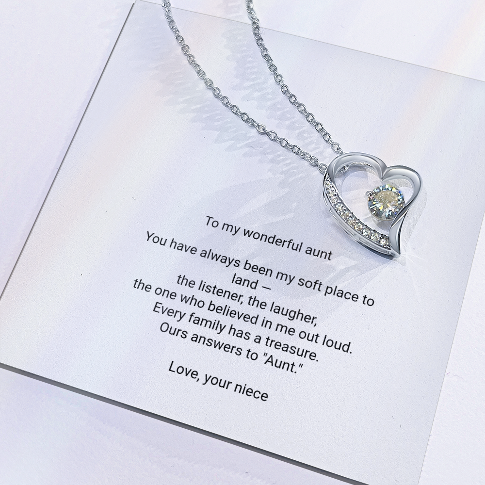 To My Aunt Necklace - Forever Love Pendant with Message Card, Christmas Gift for Aunt from Niece