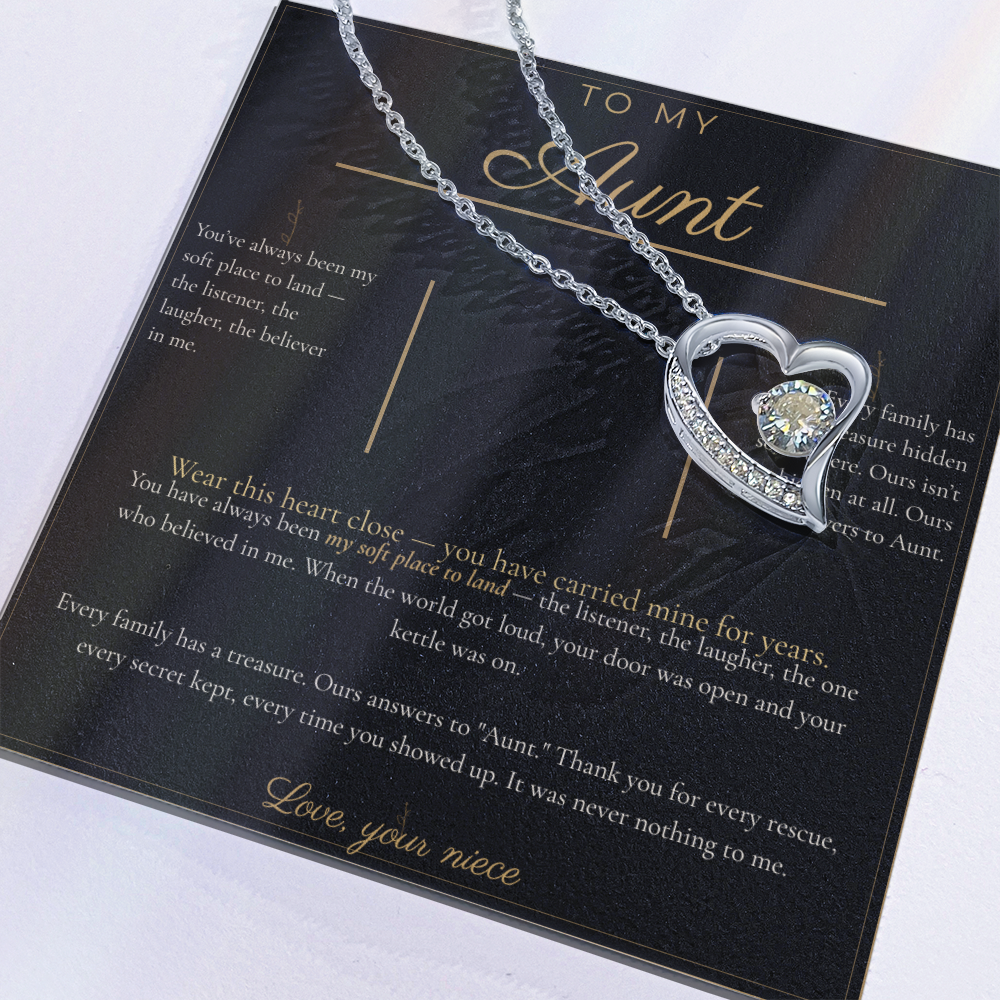 To My Aunt Necklace - Forever Love Pendant with Message Card, Christmas Gift for Aunt from Niece