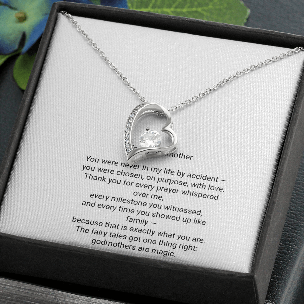 To My Godmother Necklace - Forever Love Pendant with Message Card, Christmas Gift for Godmother