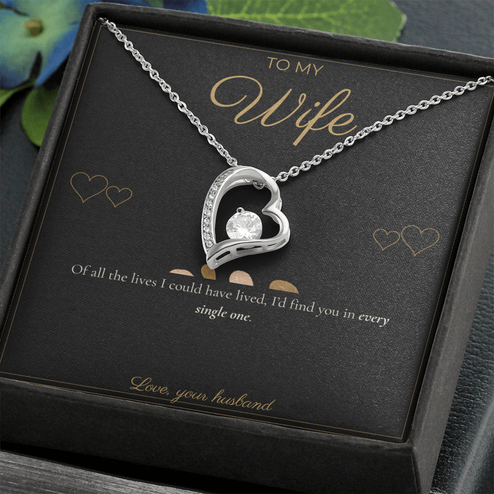 To My Wife Necklace - Forever Love Pendant with Message Card, Romantic Christmas Gift for Wife