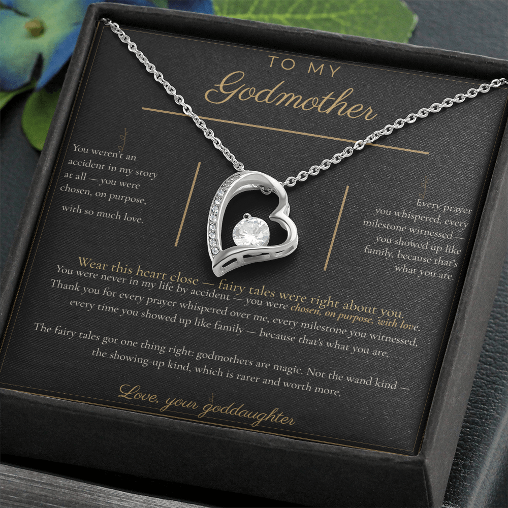 To My Godmother Necklace - Forever Love Pendant with Message Card, Christmas Gift for Godmother