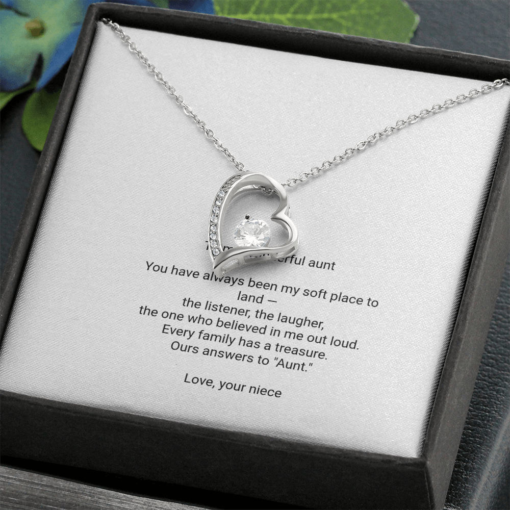 To My Aunt Necklace - Forever Love Pendant with Message Card, Christmas Gift for Aunt from Niece