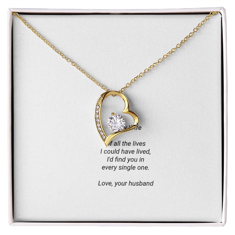 To My Wife Necklace - Forever Love Pendant with Message Card, Romantic Christmas Gift for Wife