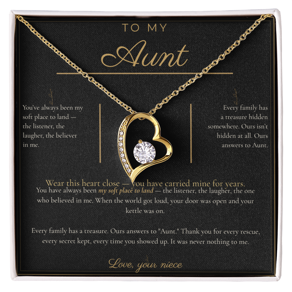 To My Aunt Necklace - Forever Love Pendant with Message Card, Christmas Gift for Aunt from Niece