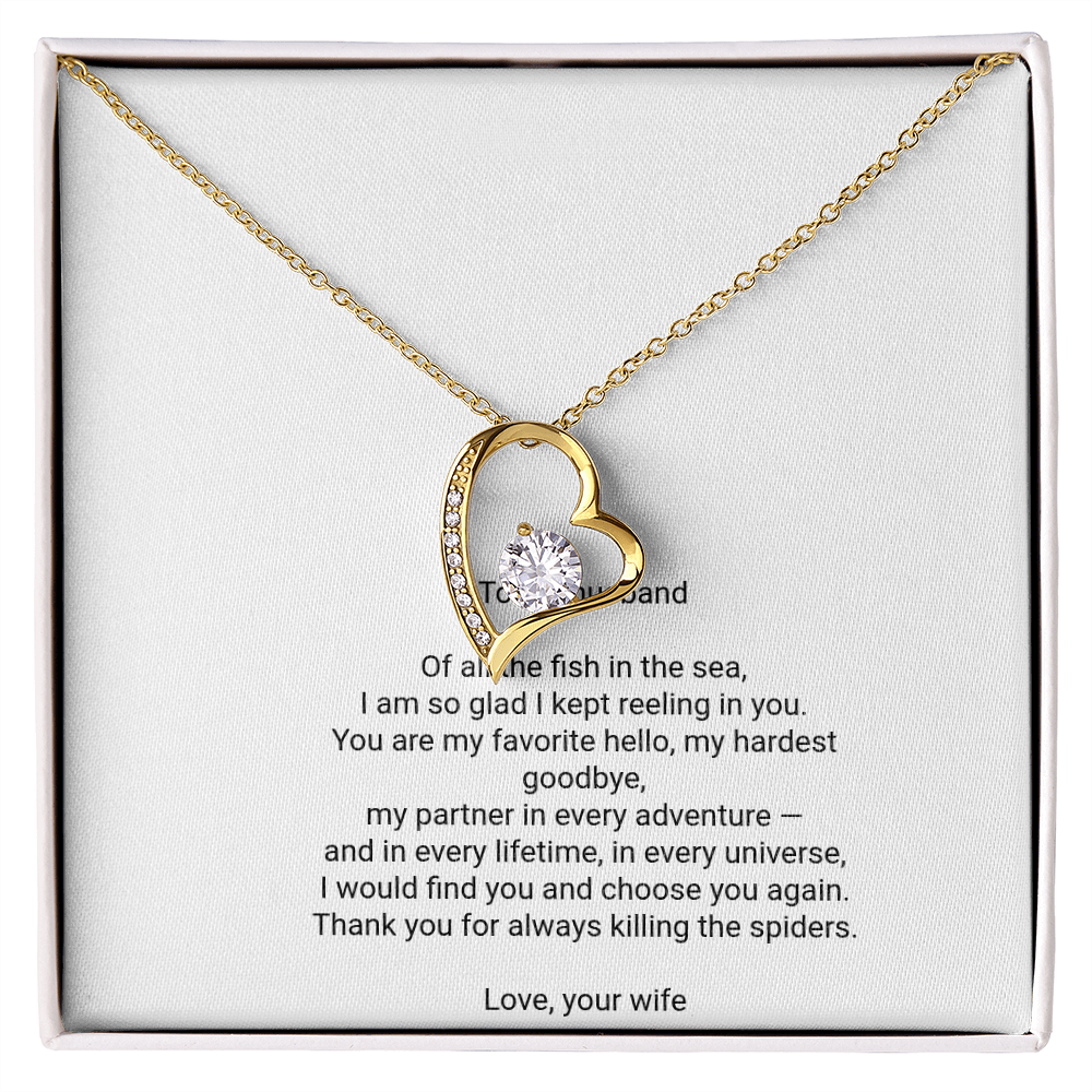 To My Husband Necklace - Forever Love Pendant with Message Card, Romantic Christmas Gift for Husband from Wife