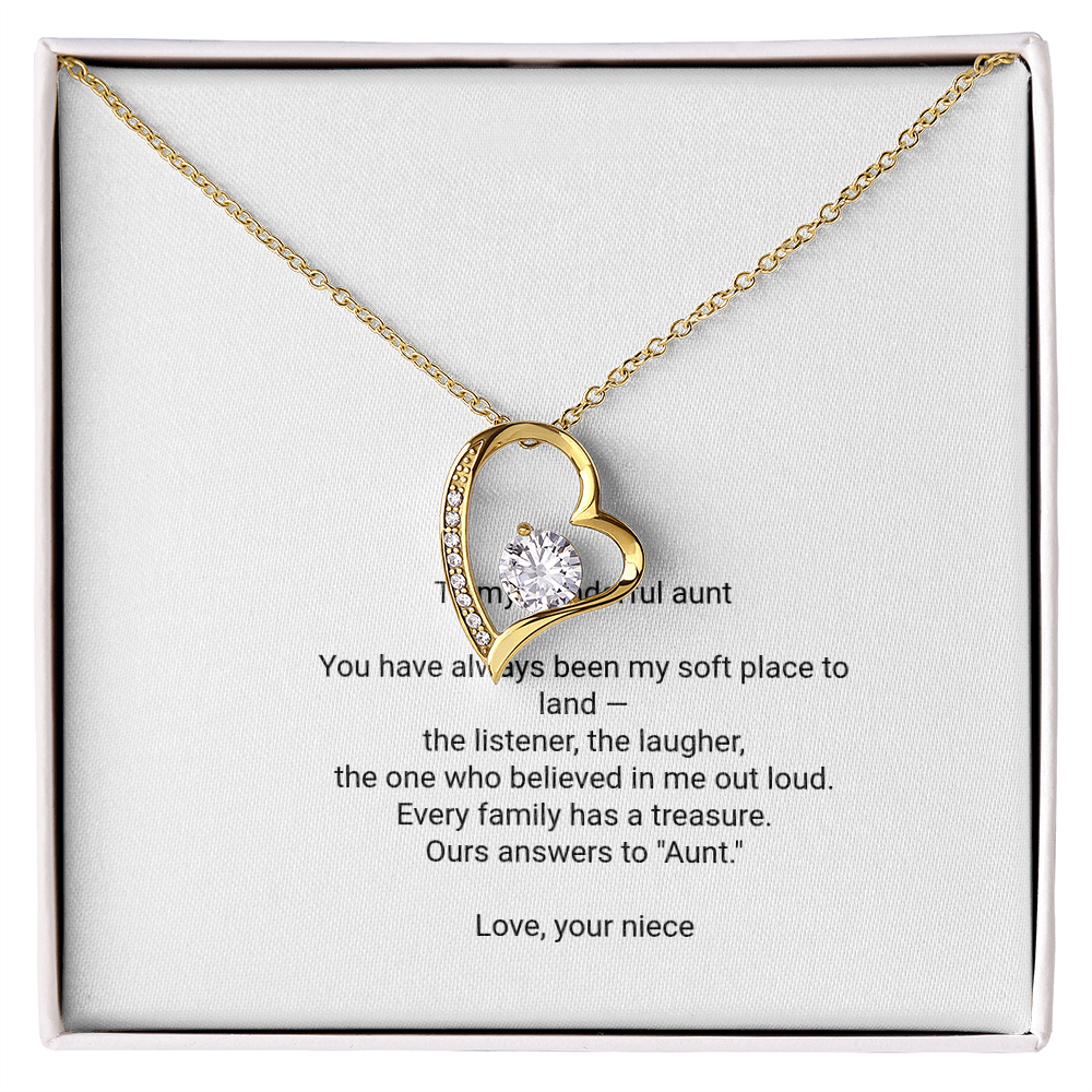 To My Aunt Necklace - Forever Love Pendant with Message Card, Christmas Gift for Aunt from Niece