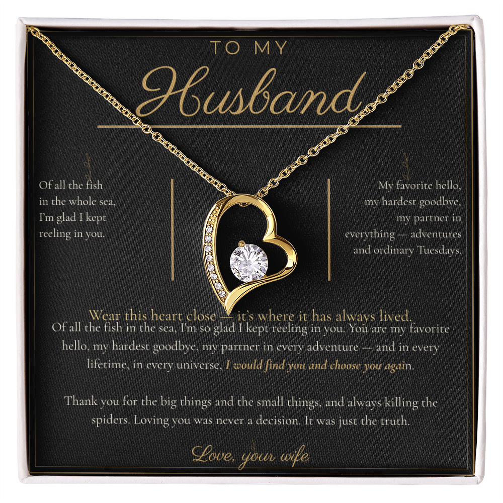 To My Husband Necklace - Forever Love Pendant with Message Card, Romantic Christmas Gift for Husband from Wife