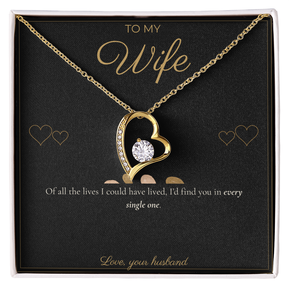 To My Wife Necklace - Forever Love Pendant with Message Card, Romantic Christmas Gift for Wife