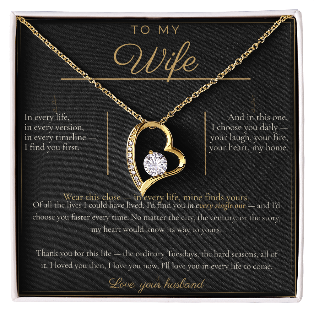 To My Wife Necklace - Forever Love Pendant with Message Card, Romantic Christmas Gift for Wife