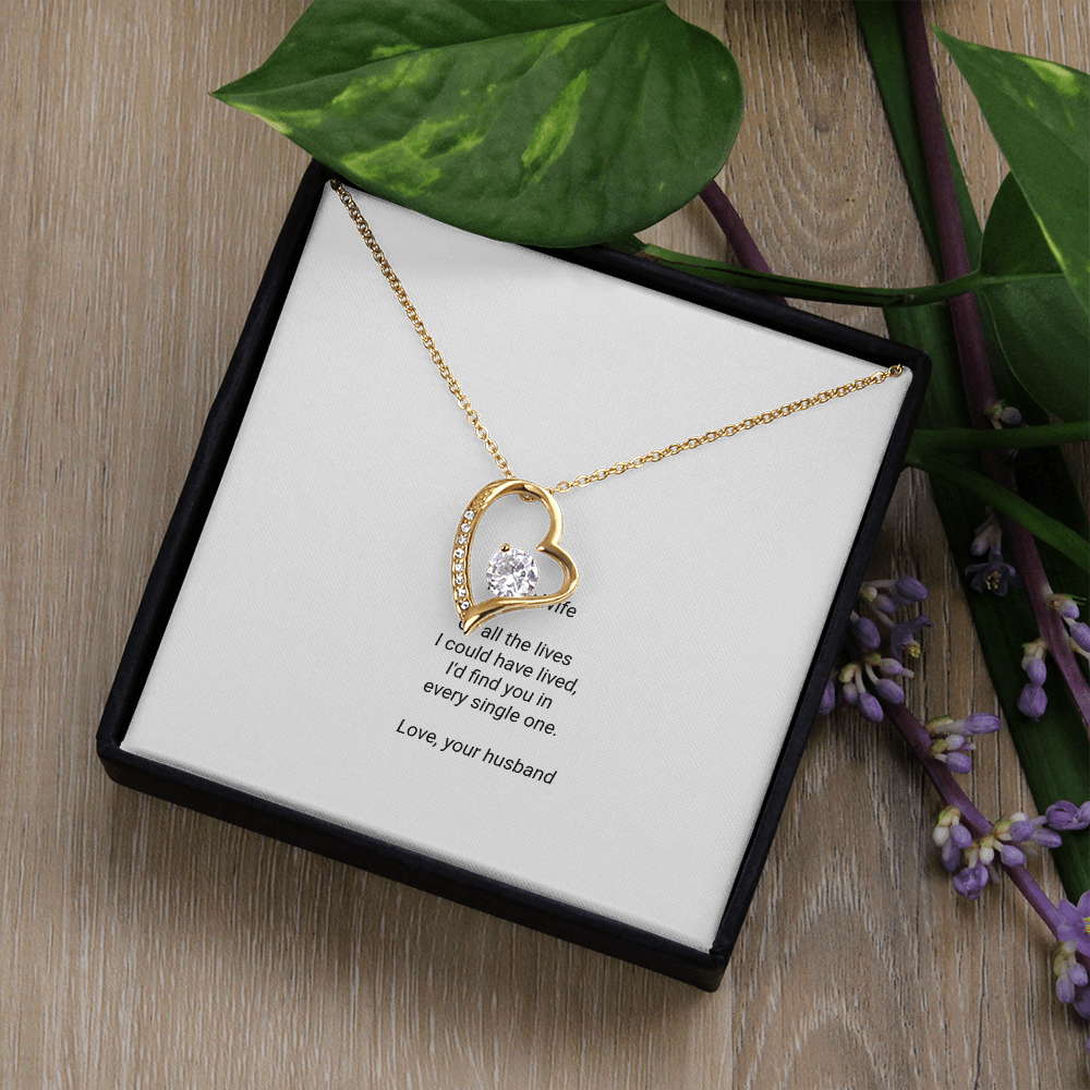 To My Wife Necklace - Forever Love Pendant with Message Card, Romantic Christmas Gift for Wife