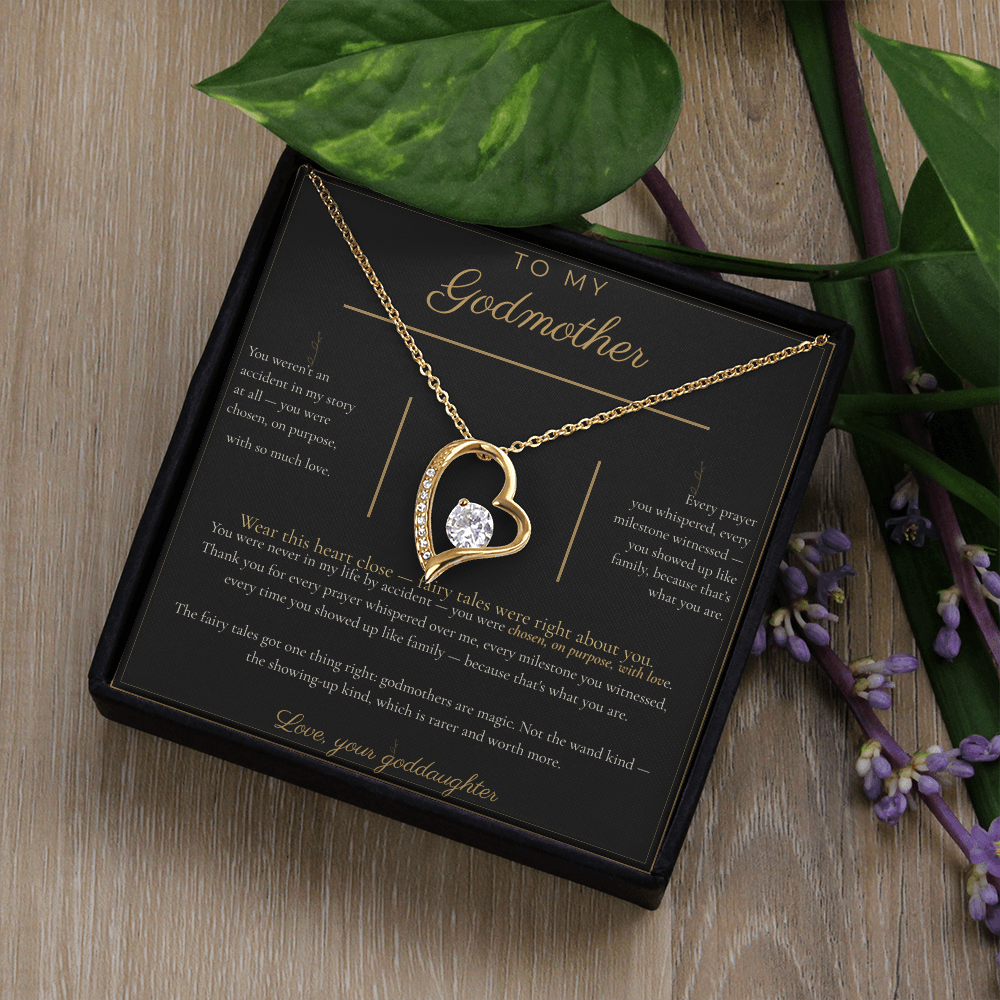 To My Godmother Necklace - Forever Love Pendant with Message Card, Christmas Gift for Godmother