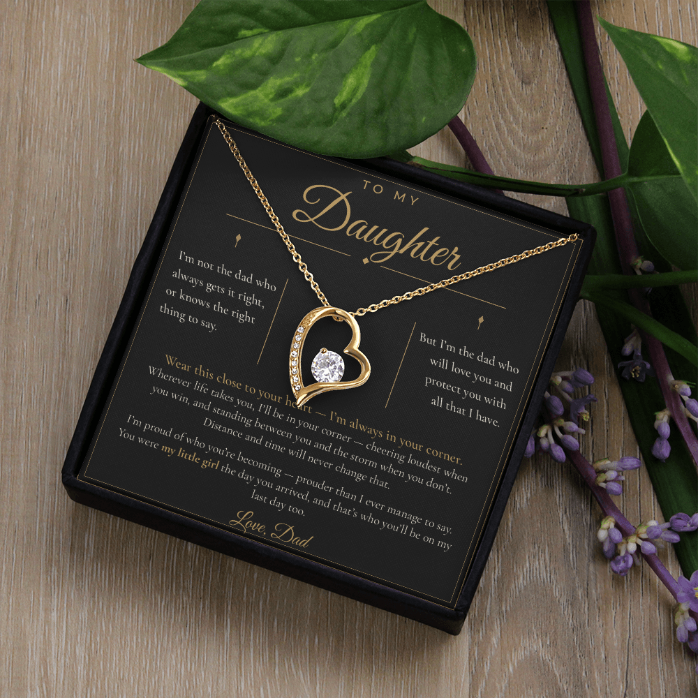 To My Daughter Necklace - Forever Love Pendant with Message Card, Christmas Gift for Daughter from Dad