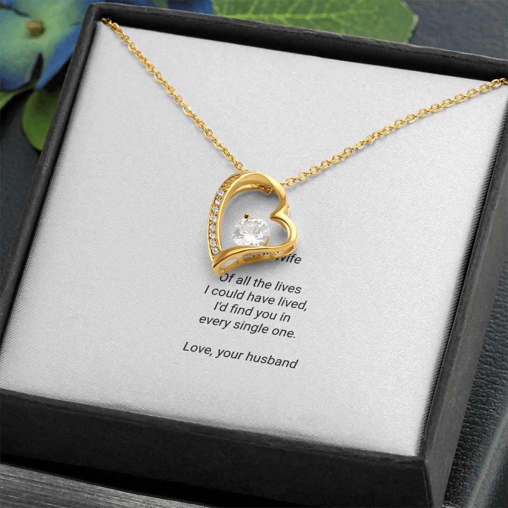 To My Wife Necklace - Forever Love Pendant with Message Card, Romantic Christmas Gift for Wife