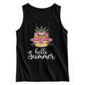 Hello Summer Kids Tank Top, Cat With Flamingo Glasses Shirt