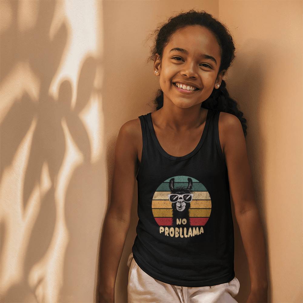 No Probllama Kids Tank Top, Funny Llama Shirt