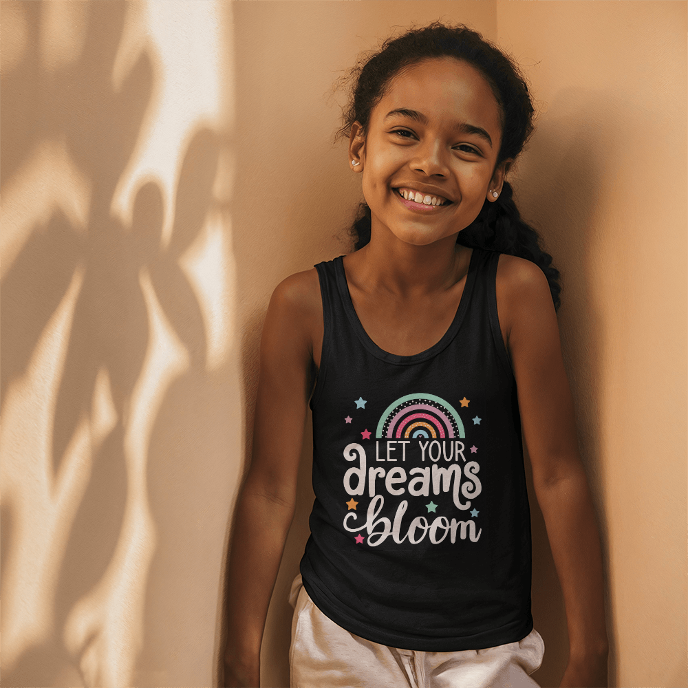 Let Your Dreams Bloom Kids Tank Top, Rainbow Shirt